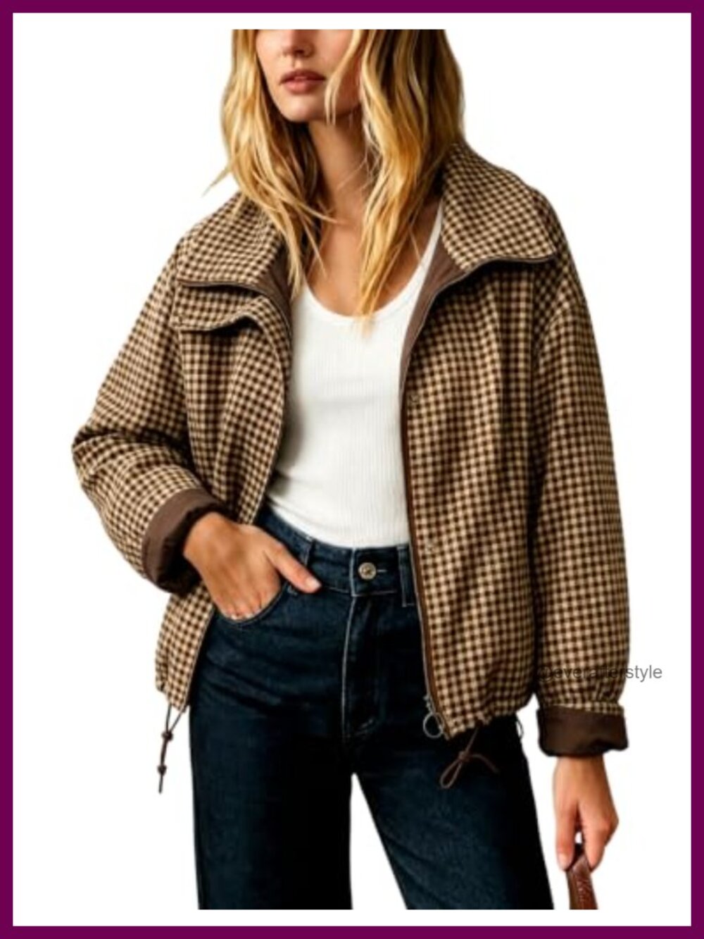 Womens Plaid Trench Coat Casual Lightweight Button Zip Fall Jacket